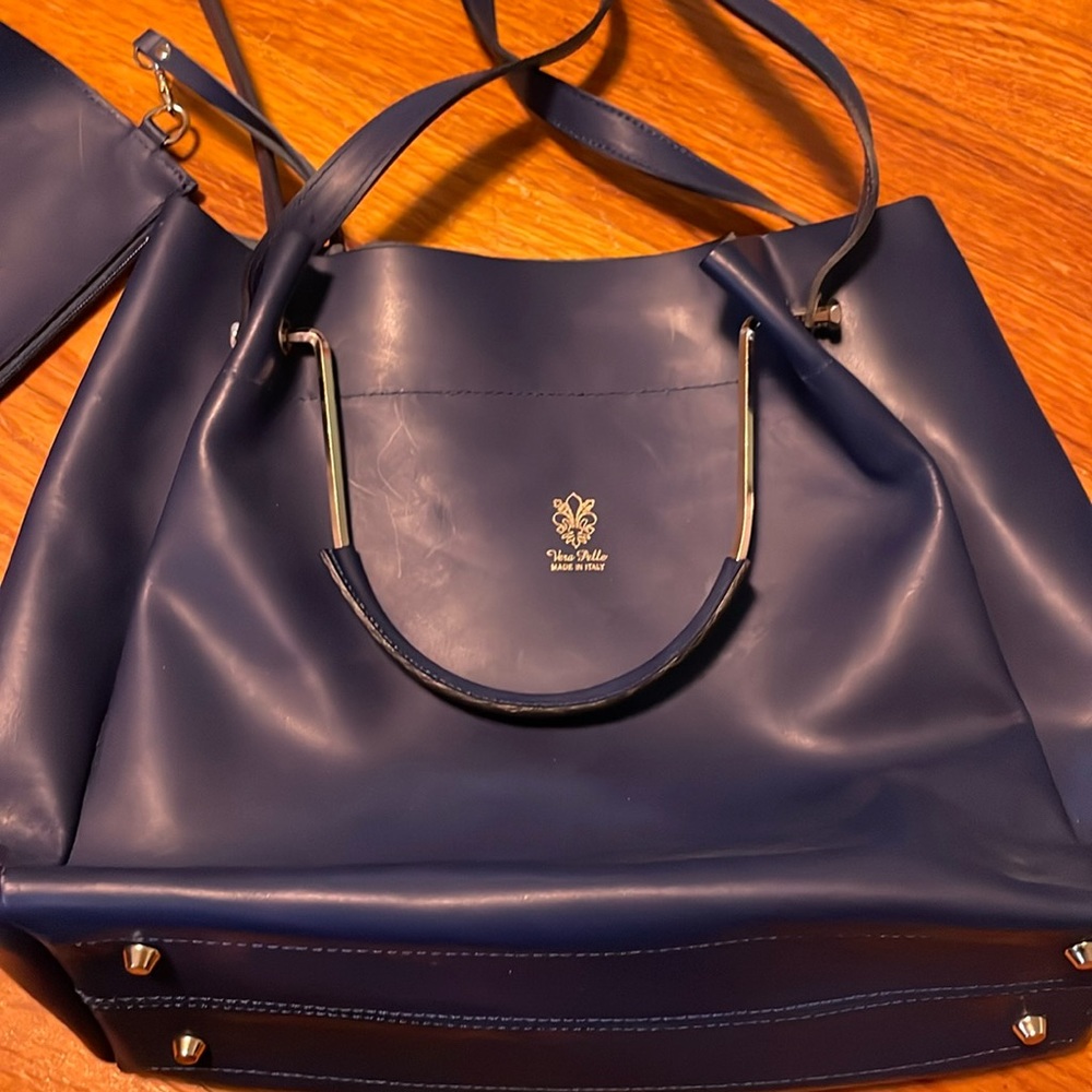 Navy Blue Vera Pelle handbag